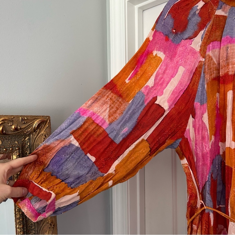 Maeve by‎ Anthropologie Jessamine Mock Neck Maxi Dress Size XL pink orange - Picture 5 of 7